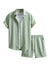 Waffle Knit 2 Piece Outfits for Men, Button Down Shirt and Shorts Set