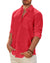 Mens Linen Textured Shirt Long Sleeve Casual Cotton Solid Regular Fit Wedding Summer Beach Button Down Shirt