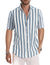 Men's Casual Stylish Short Sleeve Button-Up Striped Dress Shirt Cotton Beach Shirts