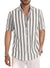 Men's Casual Stylish Short Sleeve Button-Up Striped Dress Shirt Cotton Beach Shirts