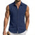 Mens Linen Sleeveless Hoodies Button Down Tank Shirt Summer Casual Beach Lightweight Hawaiian Fashion Tops
