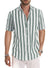 Men's Casual Stylish Short Sleeve Button-Up Striped Dress Shirt Cotton Beach Shirts