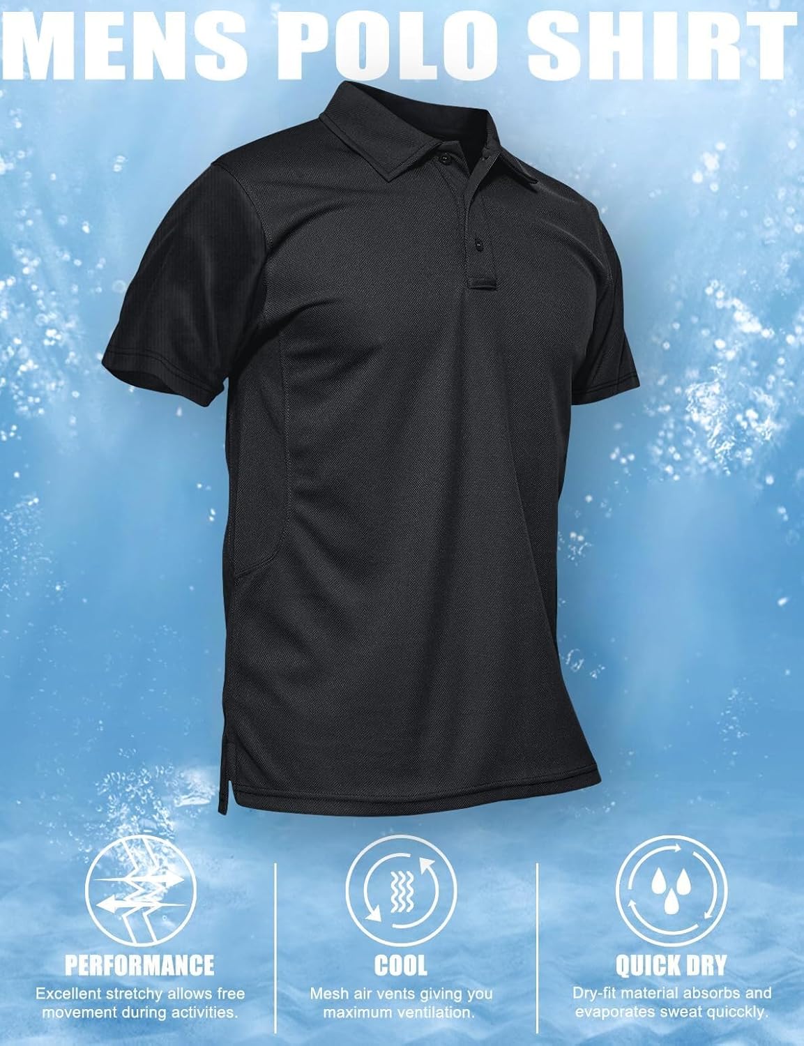 Men's Polo Shirt Quick Dry Performance Short Sleeve Tactical Shirts Pique Jersey Golf Shirt