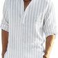 Cotton Linen Henley T-Shirt for Men, Long Sleeve Hippie Casual Beach T-Shirts