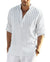 Cotton Linen Henley T-Shirt for Men, Long Sleeve Hippie Casual Beach T-Shirts