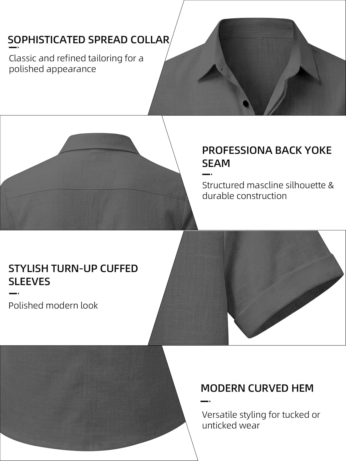 Men's Linen Shirts Slim Short Sleeve Textured Button Down Dress Shirt Breathable Casual Summer Beach Vacation Wedding Tops