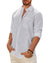 Mens Linen Textured Shirt Long Sleeve Casual Cotton Solid Regular Fit Wedding Summer Beach Button Down Shirt