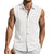 Mens Linen Sleeveless Hoodies Button Down Tank Shirt Summer Casual Beach Lightweight Hawaiian Fashion Tops