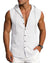 Mens Linen Sleeveless Hoodies Button Down Tank Shirt Summer Casual Beach Lightweight Hawaiian Fashion Tops