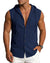 Mens Linen Sleeveless Hoodies Button Down Tank Shirt Summer Casual Beach Lightweight Hawaiian Fashion Tops