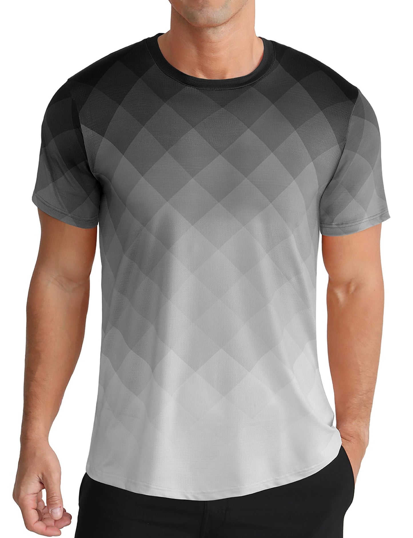 Men's Athletic T-Shirt Performance Gym Shirt Quick Dry Moisture Wicking Running Workout Short Sleeve Tops