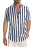 Men's Casual Stylish Short Sleeve Button-Up Striped Dress Shirt Cotton Beach Shirts