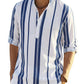 Cotton Linen Henley T-Shirt for Men, Long Sleeve Hippie Casual Beach T-Shirts