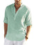 Cotton Linen Henley T-Shirt for Men, Long Sleeve Hippie Casual Beach T-Shirts