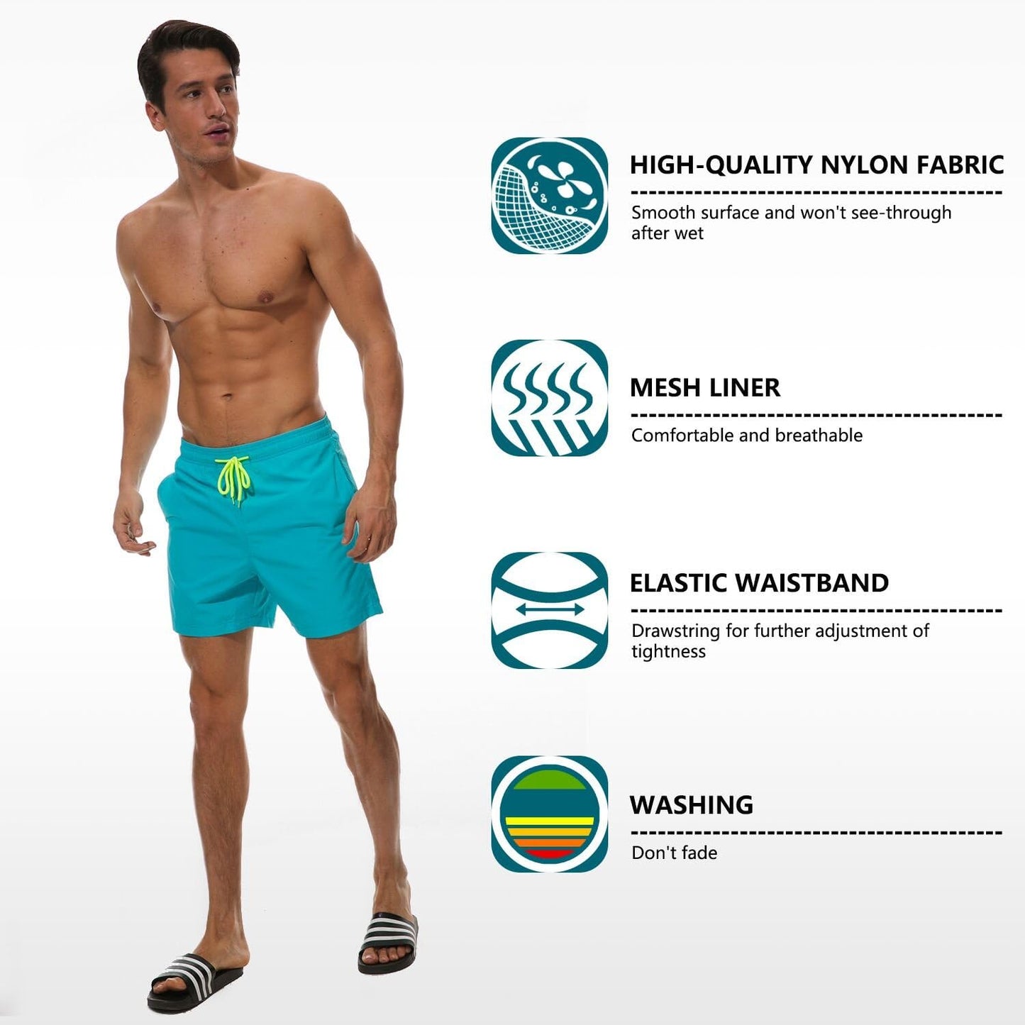 Men's Swim Trunks Quick Dry Beach Shorts with Pockets
