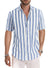 Men's Casual Stylish Short Sleeve Button-Up Striped Dress Shirt Cotton Beach Shirts