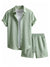 Waffle Knit 2 Piece Outfits for Men, Button Down Shirt and Shorts Set
