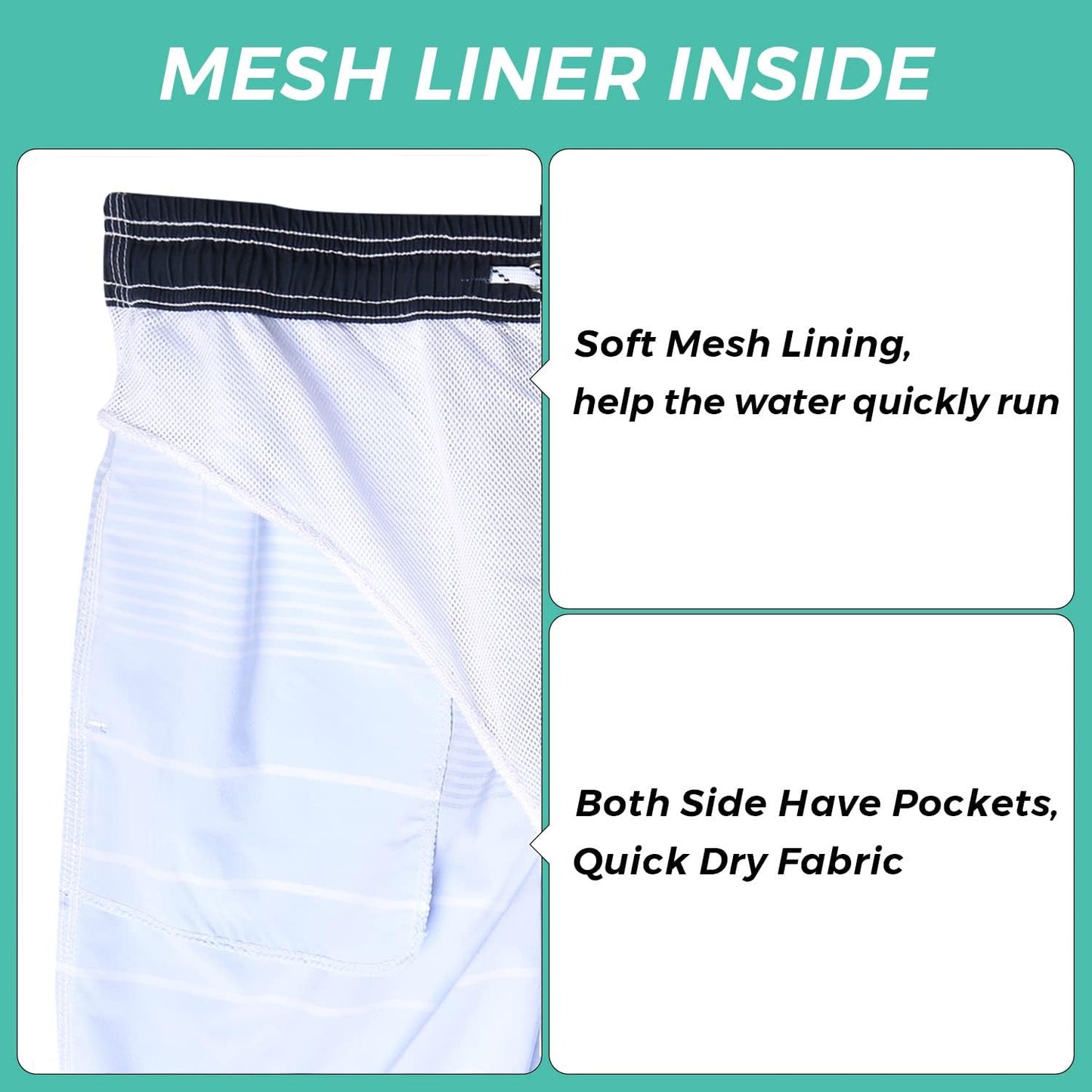 Men's Swim Trunks Quick Dry Bathing Suit Swimming Board Shorts Mesh Lining Beach Swimwear