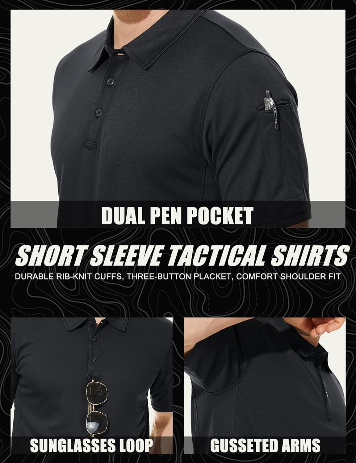 Men's Polo Shirt Quick Dry Performance Short Sleeve Tactical Shirts Pique Jersey Golf Shirt
