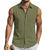 Mens Linen Sleeveless Hoodies Button Down Tank Shirt Summer Casual Beach Lightweight Hawaiian Fashion Tops