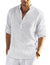 Cotton Linen Henley T-Shirt for Men, Long Sleeve Hippie Casual Beach T-Shirts