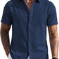 Men's Short Sleeve Button Down Casual Shirt, Lightweight Summer Shirts for Beach, Wedding, Vacation