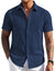 Men's Short Sleeve Button Down Casual Shirt, Lightweight Summer Shirts for Beach, Wedding, Vacation