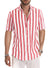 Men's Casual Stylish Short Sleeve Button-Up Striped Dress Shirt Cotton Beach Shirts
