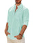 Mens Linen Textured Shirt Long Sleeve Casual Cotton Solid Regular Fit Wedding Summer Beach Button Down Shirt
