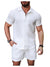 Waffle Knit 2 Piece Outfits for Men, Button Down Shirt and Shorts Set