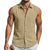 Mens Linen Sleeveless Hoodies Button Down Tank Shirt Summer Casual Beach Lightweight Hawaiian Fashion Tops