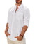 Mens Linen Textured Shirt Long Sleeve Casual Cotton Solid Regular Fit Wedding Summer Beach Button Down Shirt