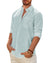 Mens Linen Textured Shirt Long Sleeve Casual Cotton Solid Regular Fit Wedding Summer Beach Button Down Shirt
