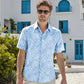 Mens Hawaiian Shirt Short Sleeve Button Down Cotton Floral Shirts Casual Tropical Beach Summer Shirts