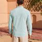 Mens Linen Textured Shirt Long Sleeve Casual Cotton Solid Regular Fit Wedding Summer Beach Button Down Shirt