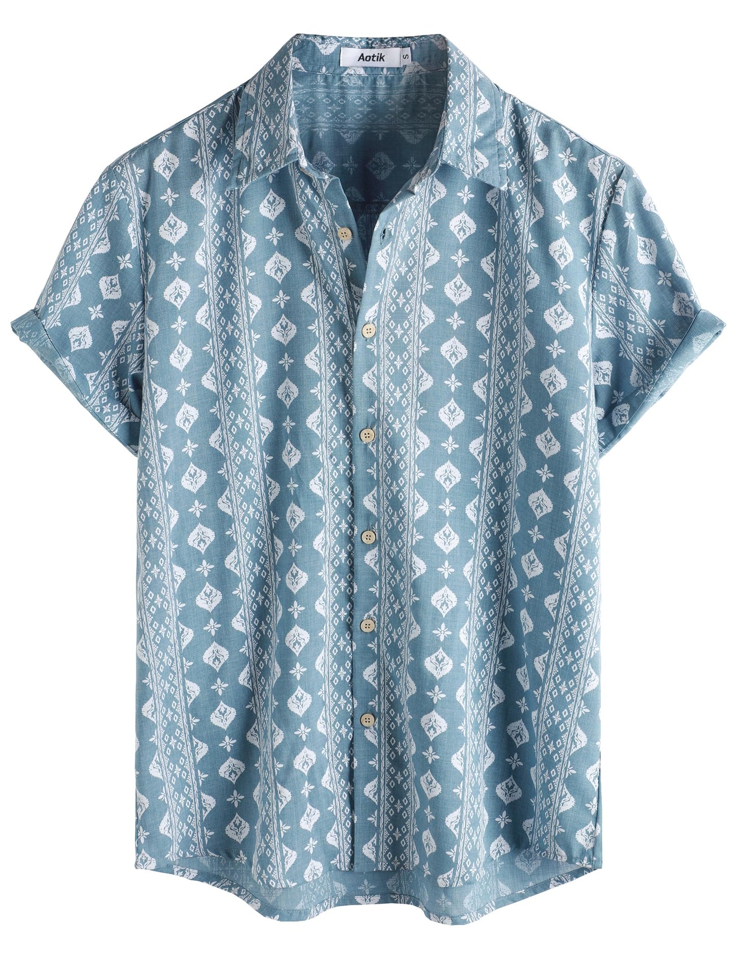 Mens Hawaiian Shirt Short Sleeve Button Down Cotton Floral Shirts Casual Tropical Beach Summer Shirts