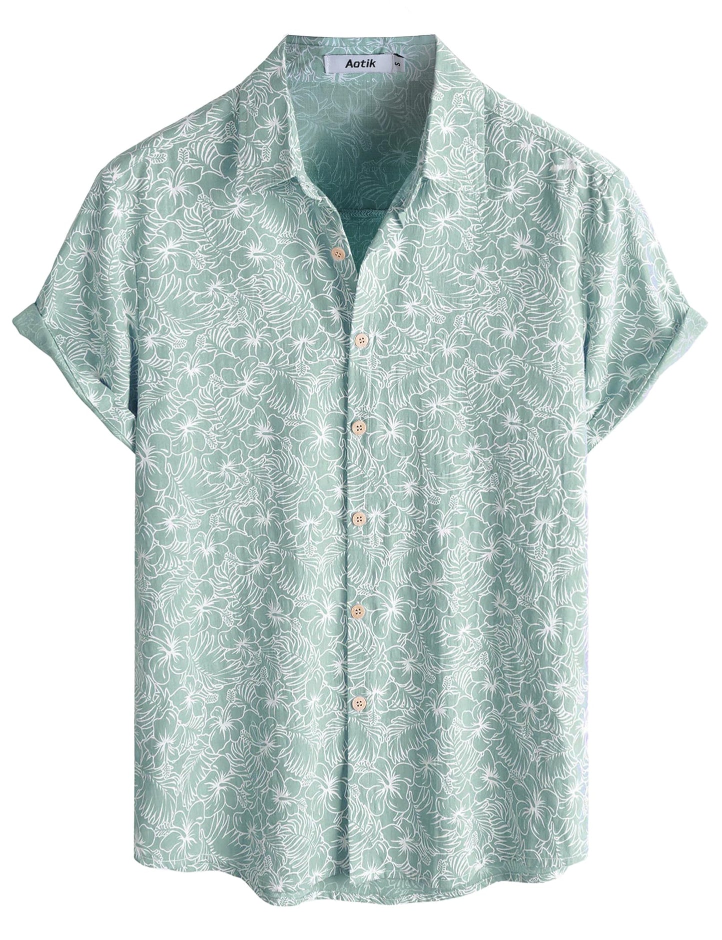 Mens Hawaiian Shirt Short Sleeve Button Down Cotton Floral Shirts Casual Tropical Beach Summer Shirts