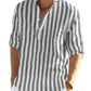Cotton Linen Henley T-Shirt for Men, Long Sleeve Hippie Casual Beach T-Shirts