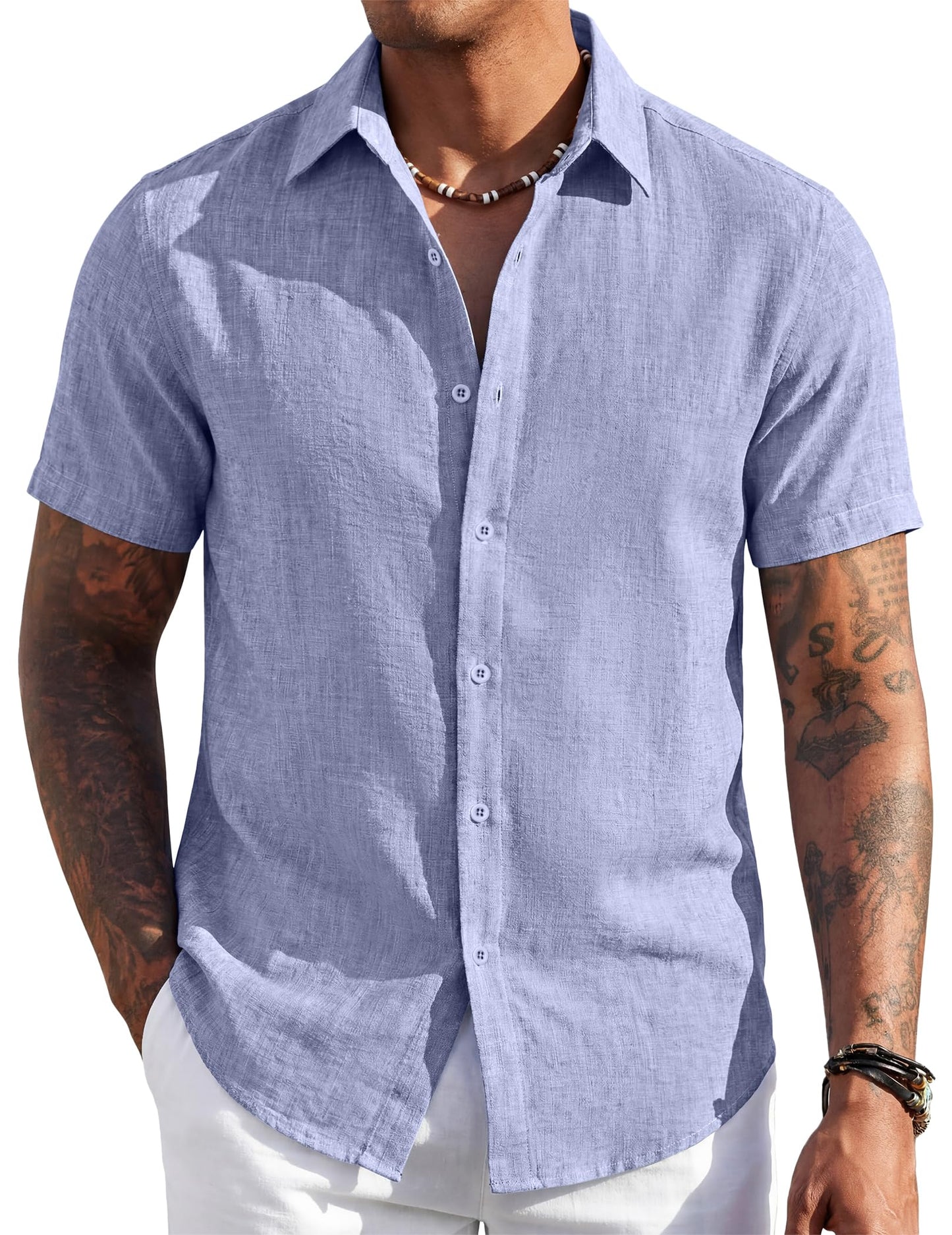 Men's Short Sleeve Button Down Casual Shirt, Lightweight Summer Shirts for Beach, Wedding, Vacation