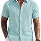 Men's Short Sleeve Button Down Casual Shirt, Lightweight Summer Shirts for Beach, Wedding, Vacation