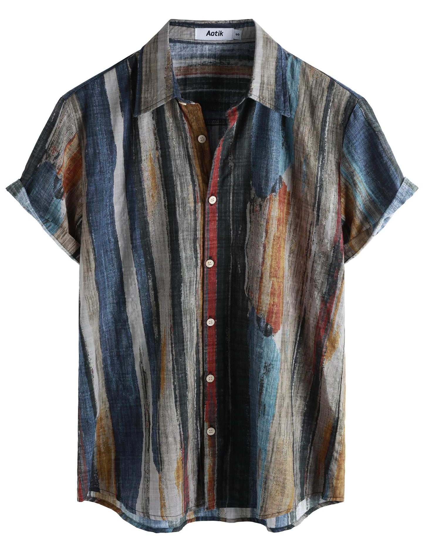Mens Hawaiian Shirt Short Sleeve Button Down Cotton Floral Shirts Casual Tropical Beach Summer Shirts