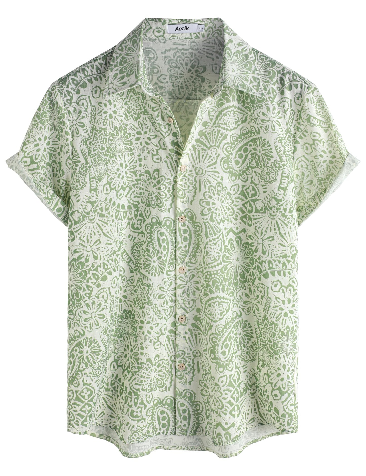 Mens Hawaiian Shirt Short Sleeve Button Down Cotton Floral Shirts Casual Tropical Beach Summer Shirts