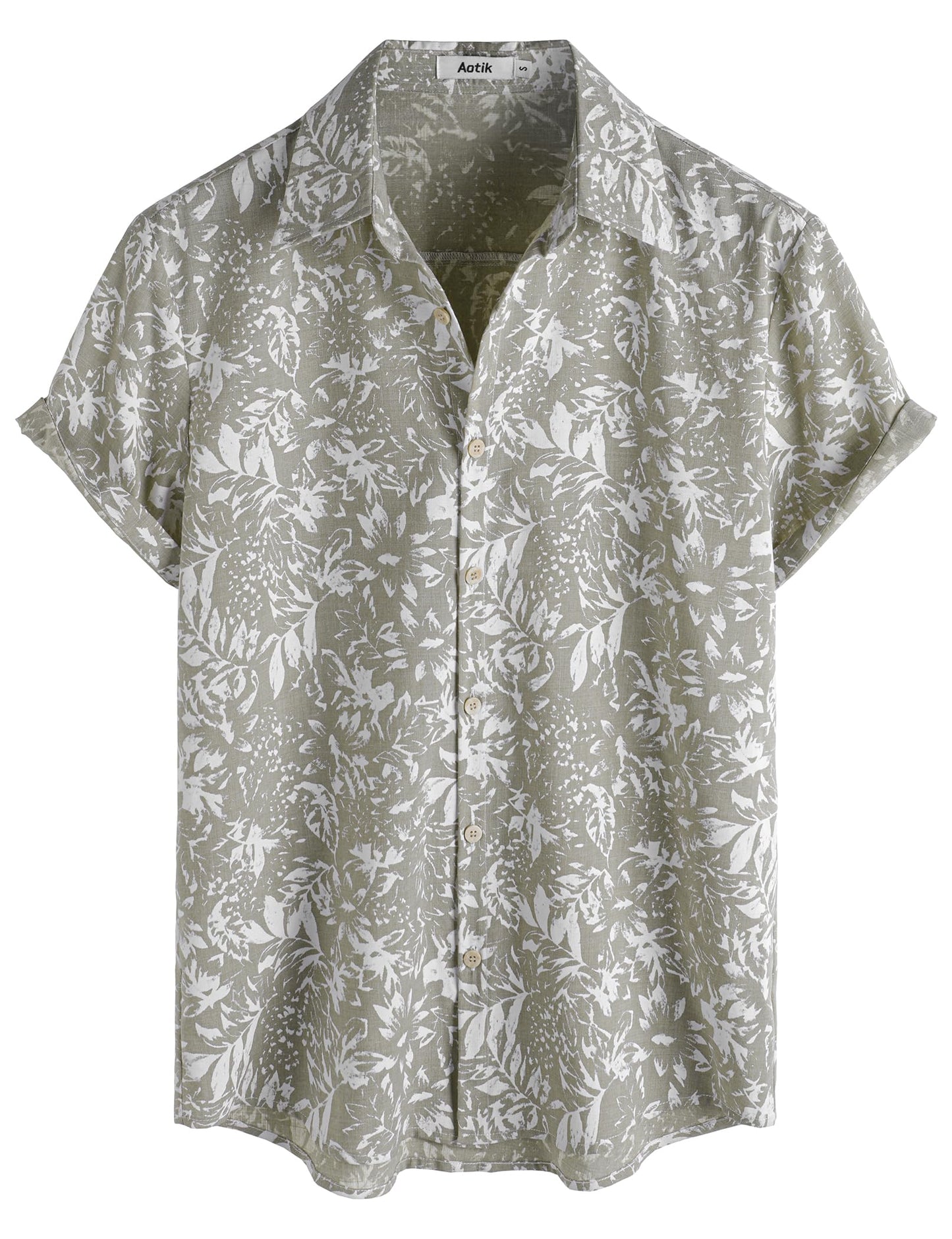 Mens Hawaiian Shirt Short Sleeve Button Down Cotton Floral Shirts Casual Tropical Beach Summer Shirts