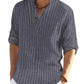 Cotton Linen Henley T-Shirt for Men, Long Sleeve Hippie Casual Beach T-Shirts