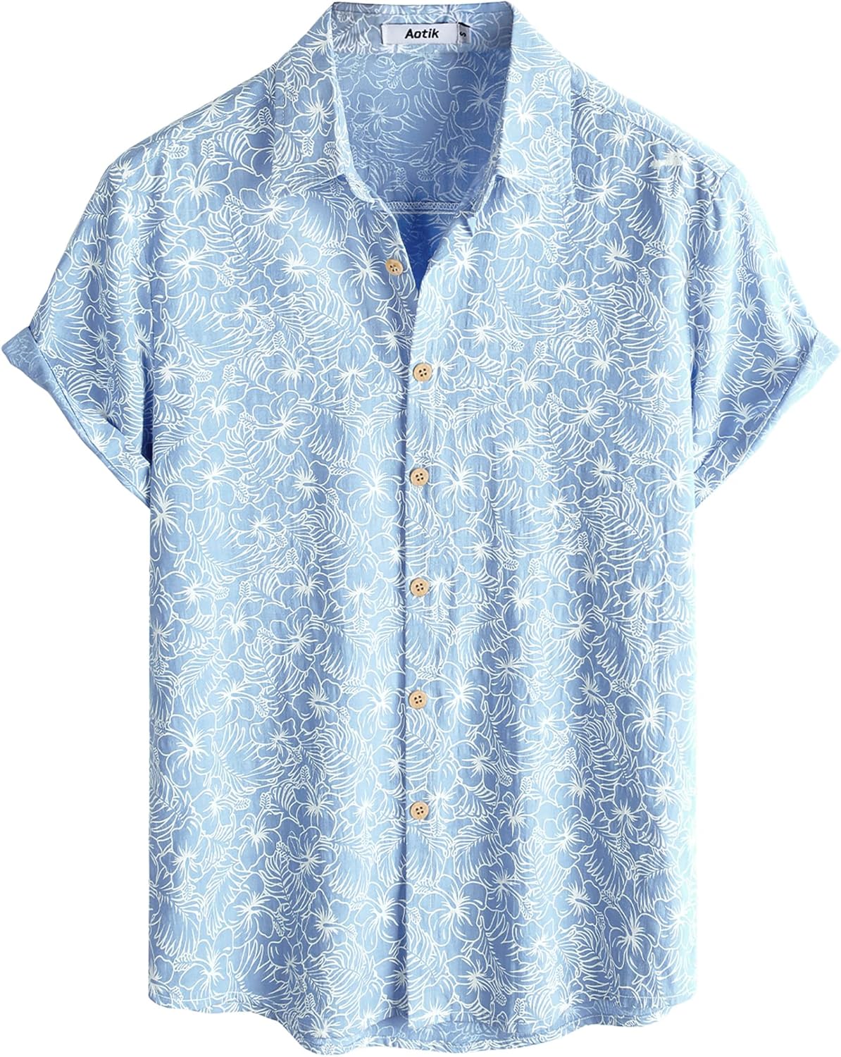 Mens Hawaiian Shirt Short Sleeve Button Down Cotton Floral Shirts Casual Tropical Beach Summer Shirts