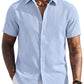 Men's Short Sleeve Button Down Casual Shirt, Lightweight Summer Shirts for Beach, Wedding, Vacation