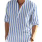 Cotton Linen Henley T-Shirt for Men, Long Sleeve Hippie Casual Beach T-Shirts
