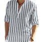 Cotton Linen Henley T-Shirt for Men, Long Sleeve Hippie Casual Beach T-Shirts