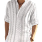 Cotton Linen Henley T-Shirt for Men, Long Sleeve Hippie Casual Beach T-Shirts
