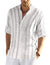 Cotton Linen Henley T-Shirt for Men, Long Sleeve Hippie Casual Beach T-Shirts